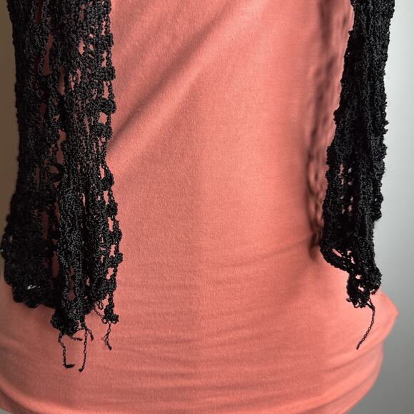 VTG Y2k BCBG Maxazria Loose Knit Crochet Short Cardigan Size L Black Whimsigoth - Picture 6 of 9